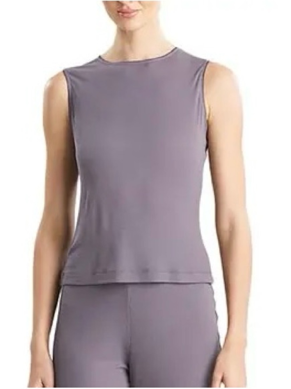 Natori Essentials Sleeveless Ribbed Crew Neck Pajama Tank in Dusty Lavender sz M